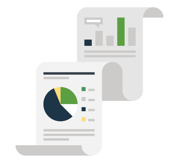 Icon of a report with charts and graphs